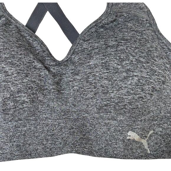 Puma Medium Gray Sport Bra Adjustable Strap Pullover W/ removable padding Sz S - Picture 4 of 5